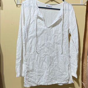 Women's White Long Sleeve Top